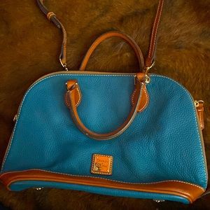Dooney & Bourke Blue and Brown Leather Bag with Authenticity Reciept